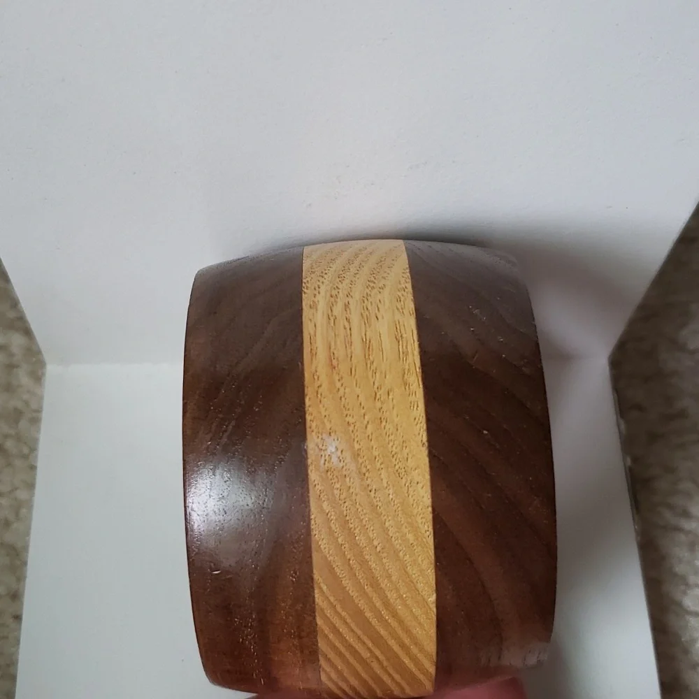 Wood Two Tone Chunky Bangle Bracelet